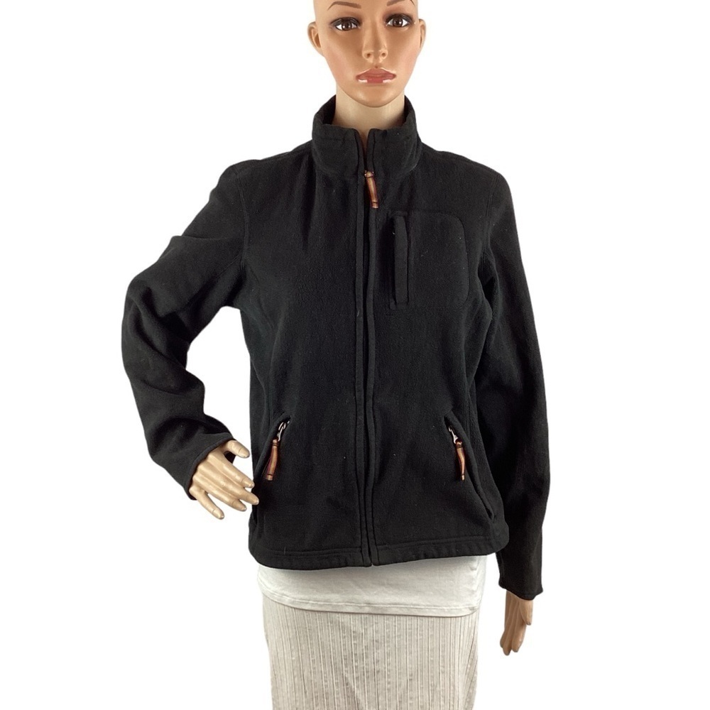 Eddie Bauer Full Zip Fleece Jacket Size M Black